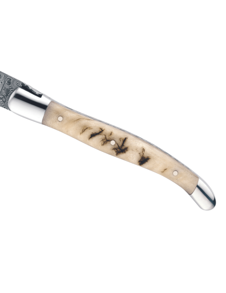GILLES 5732 Cuchillo plegable Laguiole con mango de cuerno de carnero de 12 cm y Virola