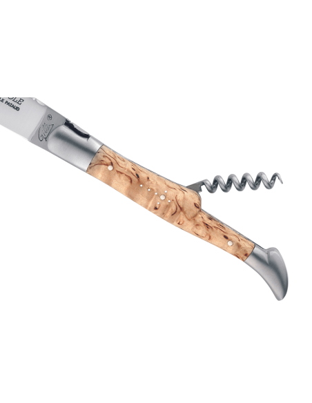 GILLES 8642 Cuchillo plegable Laguiole con mango de madera de abedul de 12 cm y sacacorchos