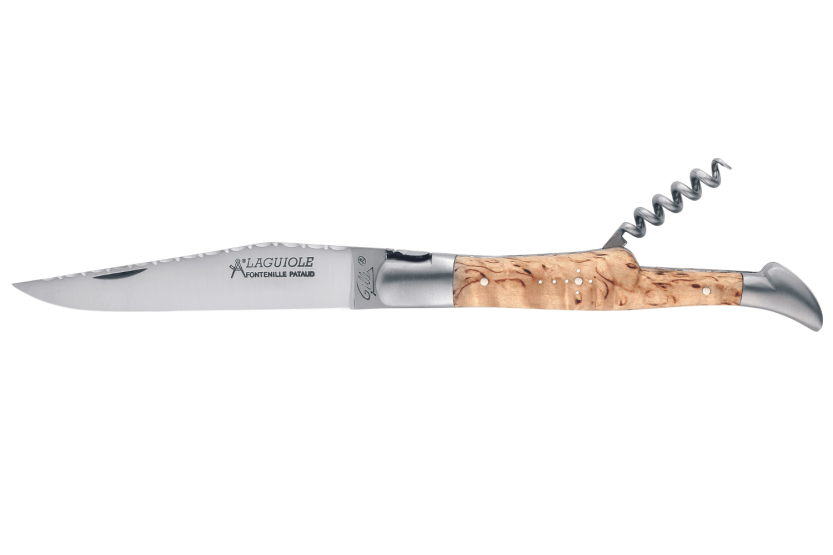 GILLES 8642 Laguiole Foldekniv 12 cm med håndtak i bjørketre og korketrekker