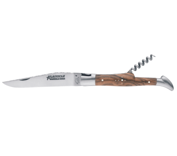 GILLES 8672 Laguiole foldekniv 12 cm med håndtak i valnøtt og korketrekker