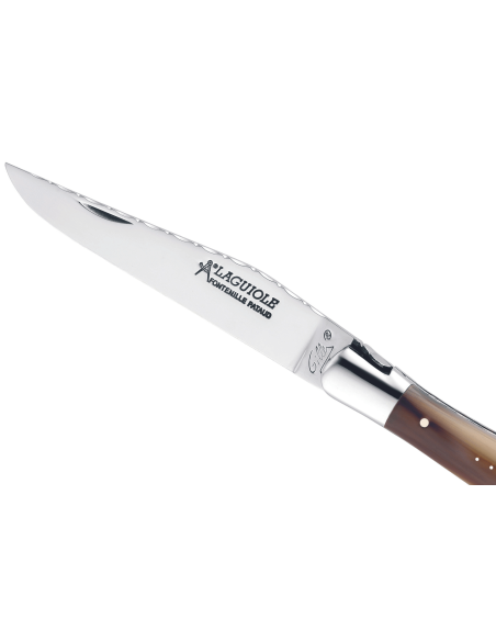 GILLES 8682 Laguiole fällkniv 12cm handtag med blond hornspets och korkskruv