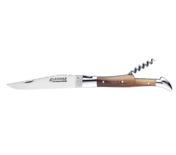 GILLES 8682 Laguiole foldekniv 12 cm med skaft i blond hornspiss og korketrekker