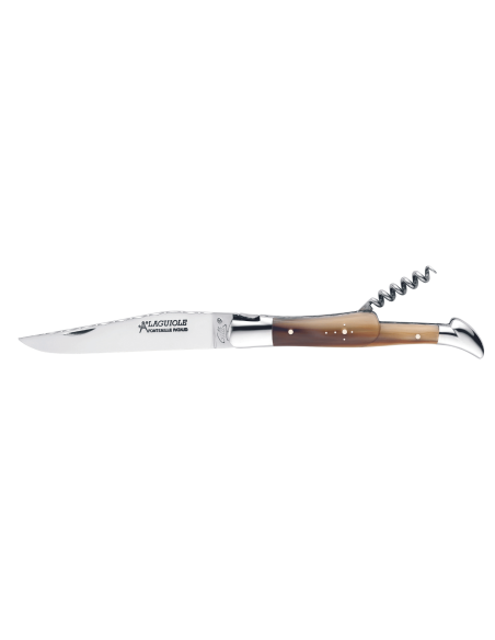 GILLES 8682 Laguiole foldekniv 12 cm med skaft i blond hornspiss og korketrekker
