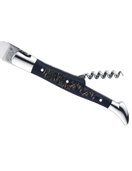 GILLES 8692 Laguiole foldekniv 12 cm med skaft af råt bøffelhorn og proptrækker