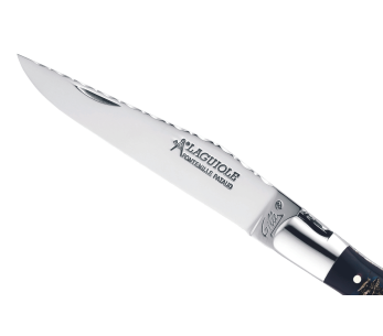 GILLES 8692 Laguiole foldekniv 12 cm med skaft av grovt bøffelhorn og korketrekker 2