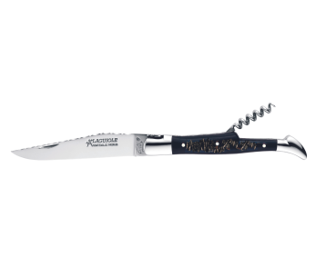 GILLES 8692 Laguiole Vouwmes 12cm ruw buffelhoorn handvat met kurkentrekker