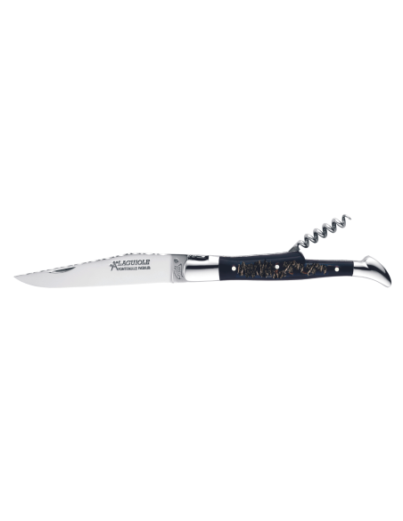 GILLES 8692 Laguiole foldekniv 12 cm med skaft af råt bøffelhorn og proptrækker