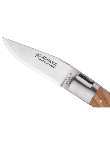 GILLES 9421 Cuchillo plegable Laguiole 10,5cm mango de madera de olivo con Virola