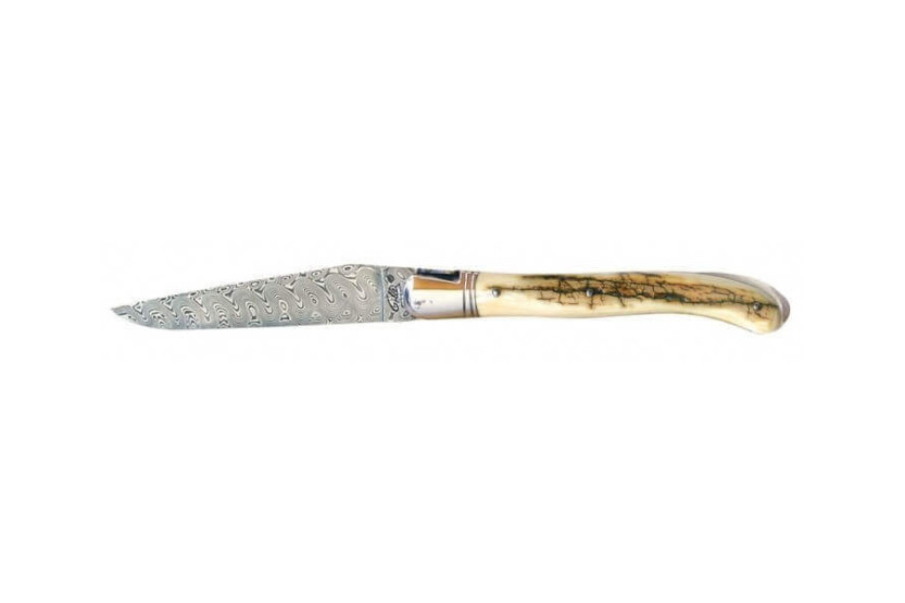 GILLES Laguiole mes, 12 cm gefossiliseerd mammoetivoor handvat