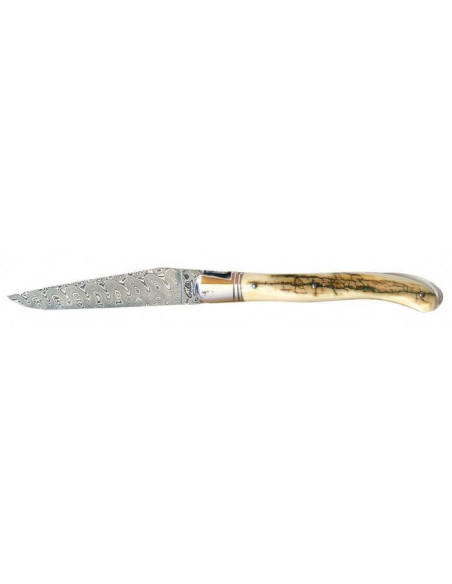 GILLES Laguiole mes, 12 cm gefossiliseerd mammoetivoor handvat