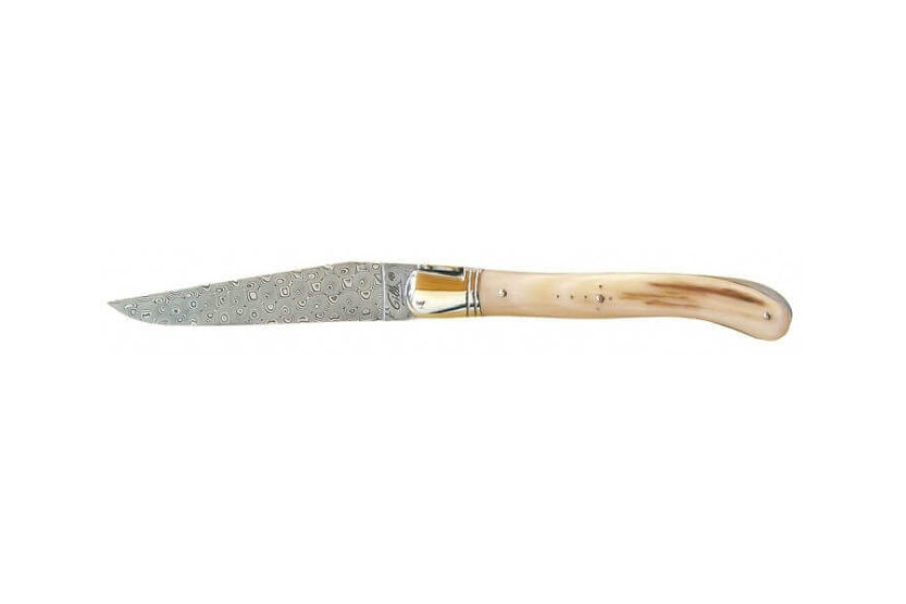 GILLES Laguiole knife, 12 cm blond horn tip handle