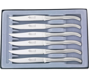 Set in scatola di 6 coltelli da tavola Laguiole Arbalète G.DAVID 23 cm in acciaio inox microseghettato in un unico pezzo