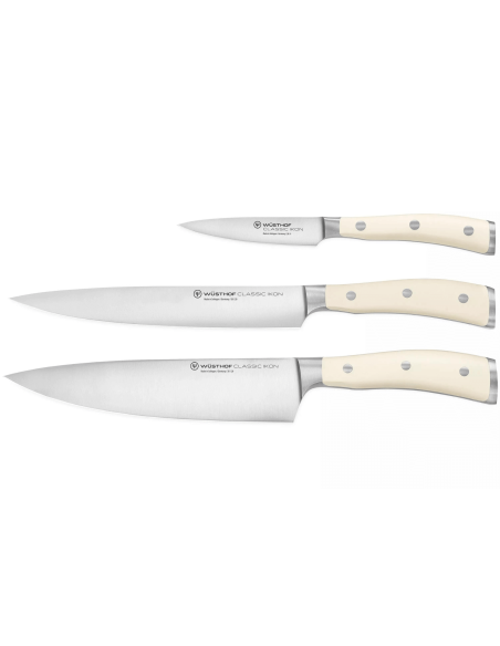 Conjunto de 3 facas forjadas Wüsthof Classic Ikon branco