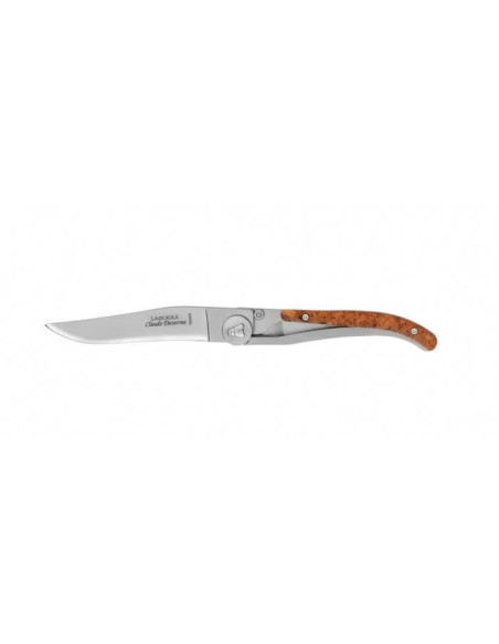 Laguiole-kniv C. Dozorme blad i rustfrit stål 11 cm håndtag i rustfrit stål enebærbeklædning med indvendigt hak