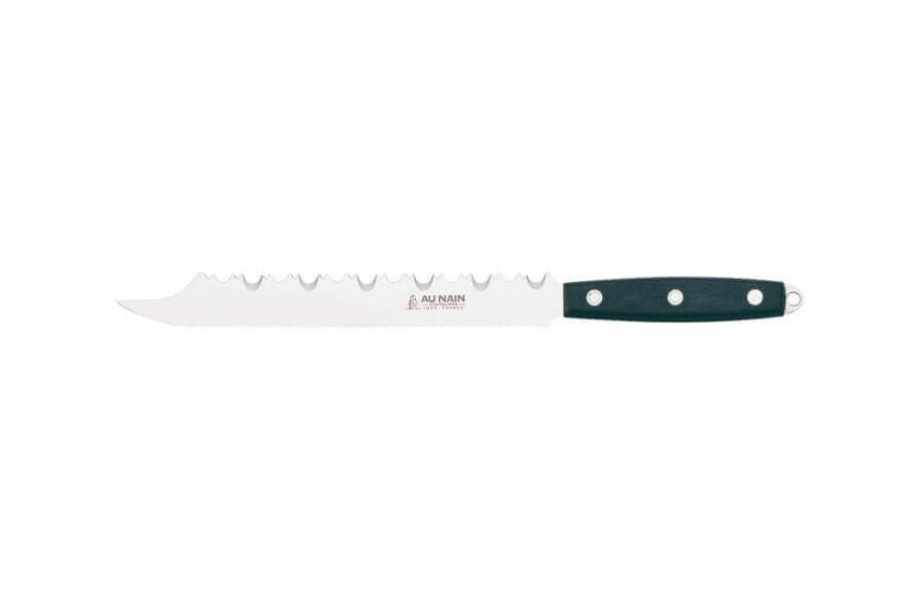 Au Nain" frostkniv 23 cm med dobbelt savtakket blad i rustfrit stål, sort håndtag.