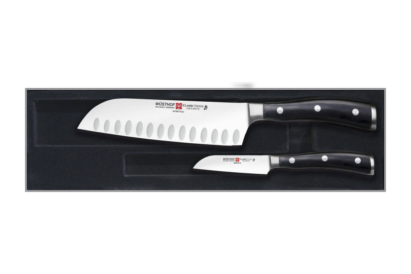 Set di 2 coltelli da cucina Wusthof Classic Ikon - 1 coltello Santoku da 17 cm e 1 coltello per verdure da 8 cm - 9276