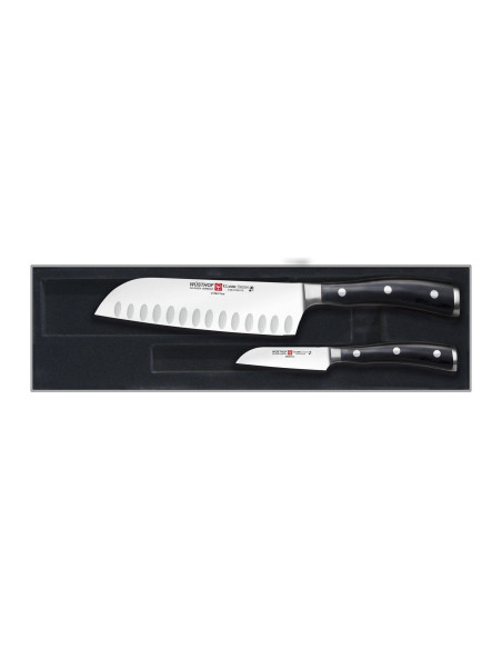 Laatikkosetti 2 Wusthof Classic Ikon -keittiöveitsiä - 1 Santoku-veitsi 17 cm ja 1 vihannesveitsi 8 cm - 9276