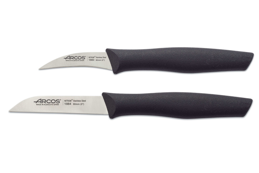Sæt med 2 Arcos Nova-knive 1 fuglenæb 6 cm + 1 lige savtakket 8 cm