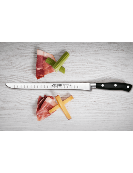 Arcos Riviera taottu kinkkuveitsi 25cm, jossa on Granton-teräterä