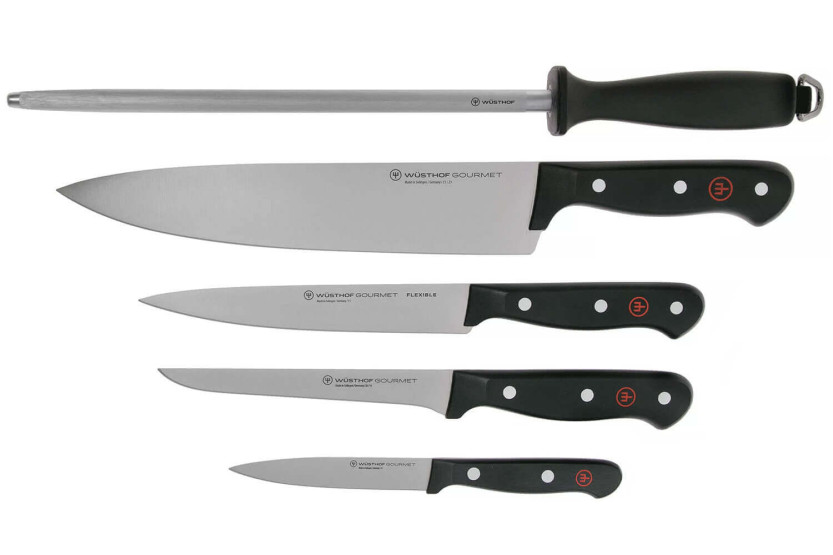 Wüsthof Gourmet kokkesæt 5 dele: 4 knive + 1 slibestål