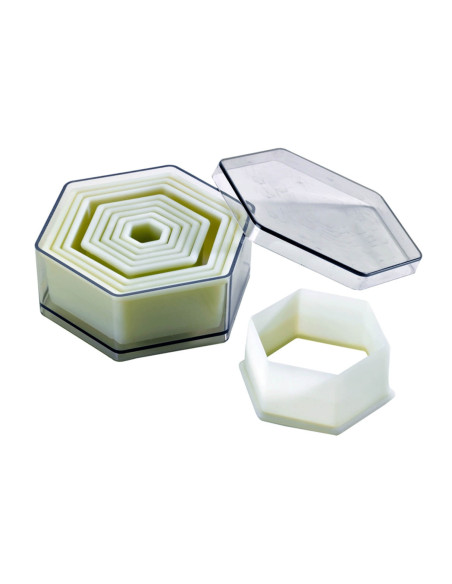 Set of 9 professional hexagonal cutters in plain polyglass
