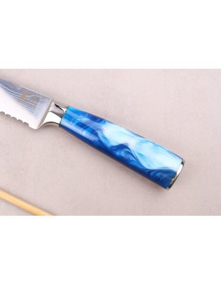 Faca de pão Kutoyama Blue Wave de 20 cm