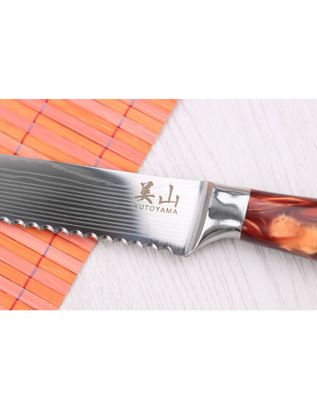 Cuchillo de pan Kutoyama Red Flame de 20 cm