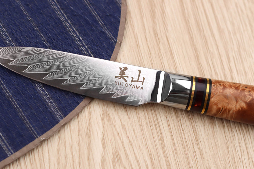 Kutoyama damascus paring knife 8cm honeycomb handle