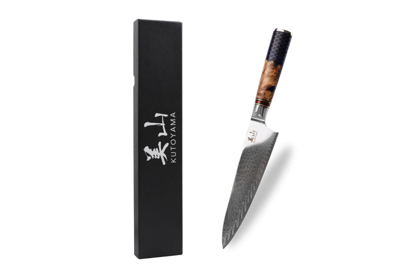 Faca de cozinha Kutoyama Damascus 19cm cabo em favo de mel
