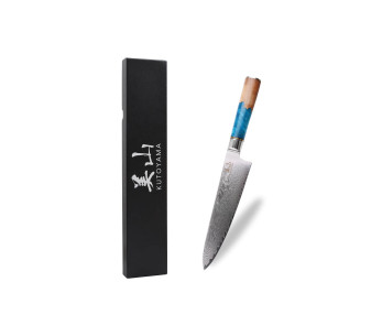 Kochmesser 20cm Kutoyama Damast Griff Harz blau