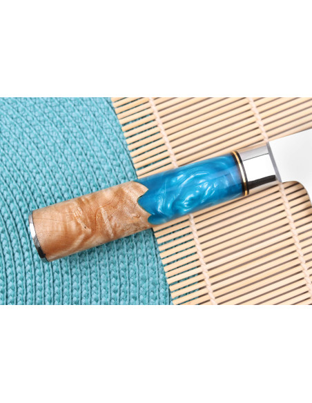 Kochmesser 20cm Kutoyama Damast Griff Harz blau