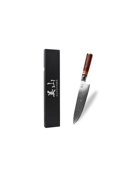 Coltello da chef Kutoyama in damasco da 20 cm con manico in pakka e anelli in acrilico