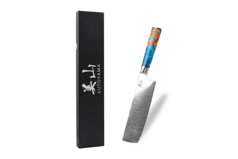 nakiri messer 17cm Kutoyama Damast Griff Harz blau