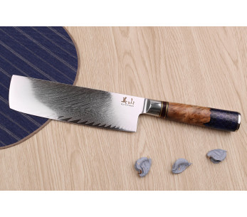 faca nakiri de damasco Kutoyama de 17 cm com cabo em forma de favo de mel 2