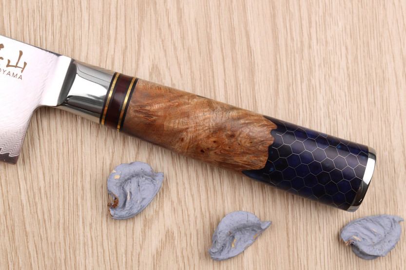 nakiri mes 17cm Kutoyama damascus honingraat handvat