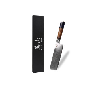 faca nakiri de damasco Kutoyama de 17 cm com cabo em forma de favo de mel
