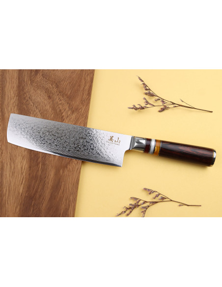 nakiri messer 17cm Kutoyama Damast Griff Pakka und Acrylringe