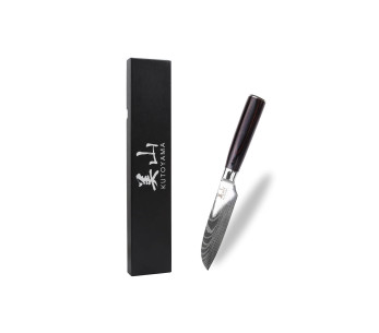 Cuchillo santoku 12cm Kutoyama Negro Kit de embalaje