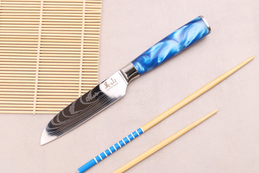 faca santoku de 12 cm Kutoyama Blue Wave