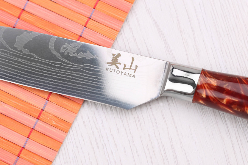 Santokuveitsi 12cm Kutoyama Red Flame, punainen liekki