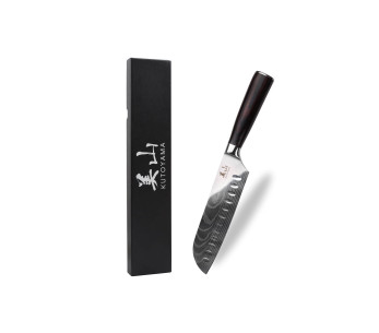 faca santoku 17cm com convinhas Kutoyama Preto Pakka