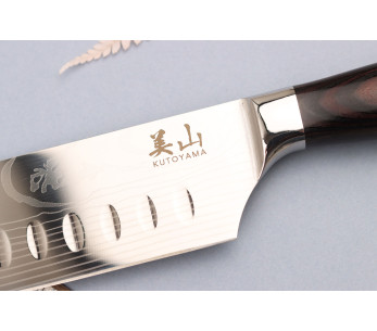santoku-kniv 17 cm med granton-egg Kutoyama Black Pakka 2