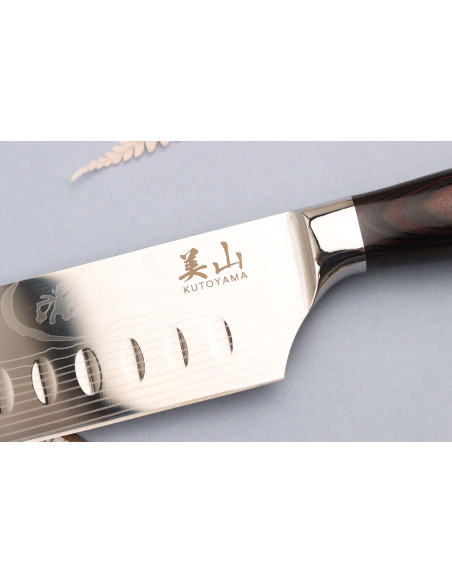 santoku mes 17cm met granton rand Kutoyama Black Pakka