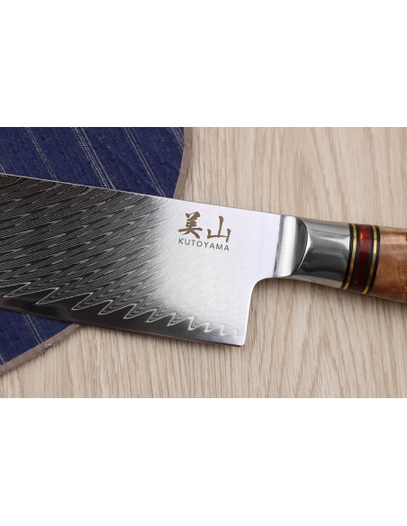 17cm Kutoyama damascus santoku mes met honingraat handvat
