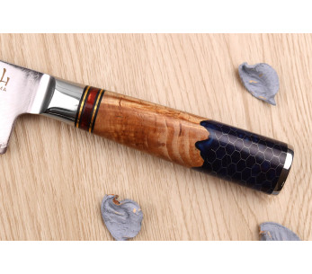 17cm Kutoyama damascus santoku mes met honingraat handvat 2