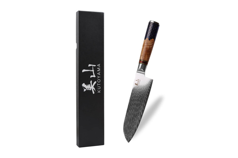 17cm Kutoyama damascus santoku mes met honingraat handvat