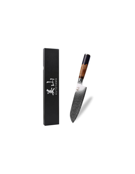 17cm Kutoyama damascus santoku mes met honingraat handvat