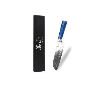 santokumesser mit Kullenschliff 17cm Kutoyama Blue Wave