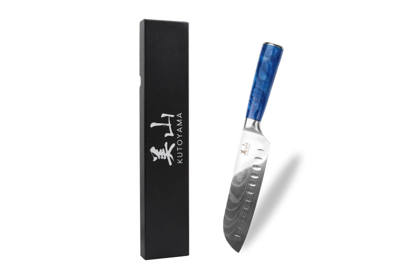 con fossette coltello santoku Kutoyama Blue Wave da 17 cm