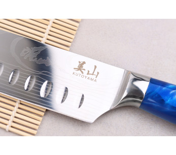 com convinhas faca santoku com convinhas 17 cm Kutoyama Blue Wave 2